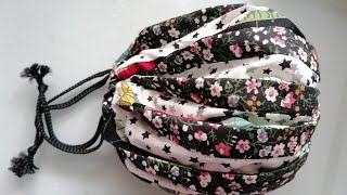 making an Omiyage drawstring bag - scrap busting