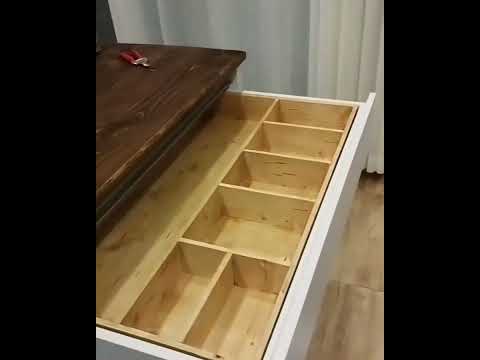 نصب کابینت آشپزخانه با جزیره صفه کابینت چوب نراد ریل تاندوم دستگیره مخفی   