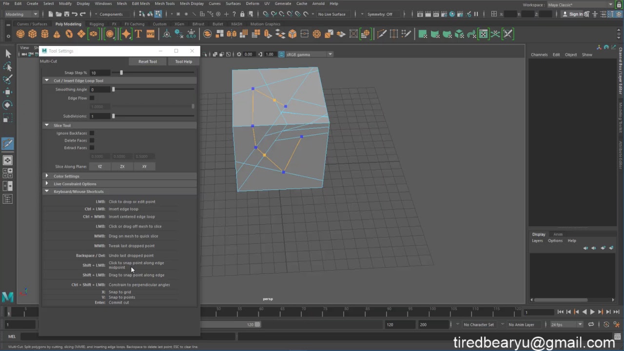 Maya Menu Modeling/Mesh Tools/MultiCut Tool YouTube