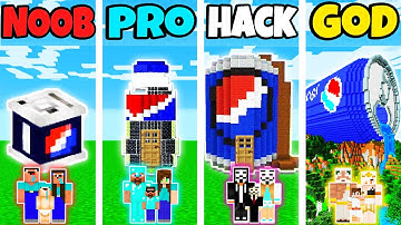 Minecraft: FAMILY PEPSI HOUSE BUILD CHALLENGE - NOOB vs PRO vs HACKER vs GOD in Minecraft