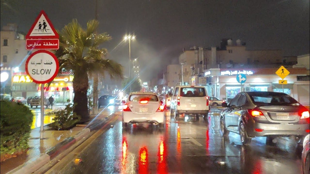 الأحساء جولة السيارة مع أمطار الاحساء