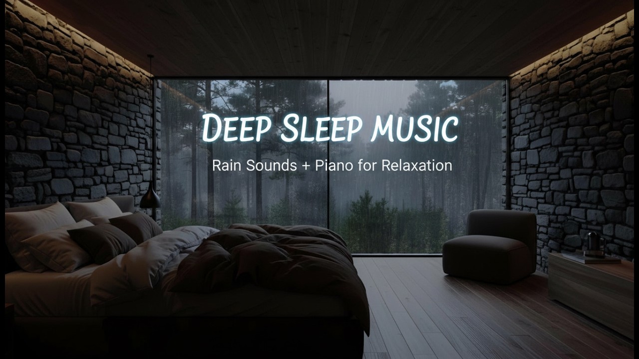 Soft Piano and Rain for Restorative Deep Sleep, Study Focus, Yoga Practice