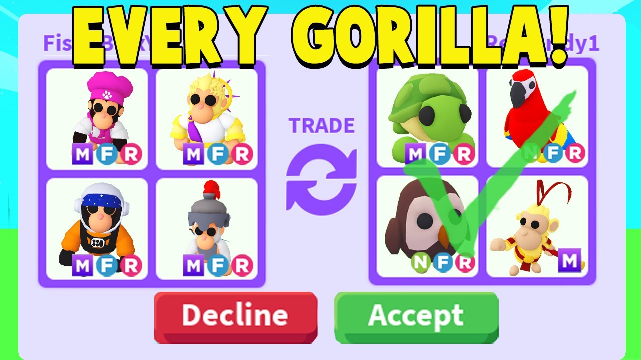 Gorilla, Trade Roblox Adopt Me Items