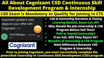 All About Cognizant CSD - Continuous Skill Development Program & Internship Before Joining Full-Time
