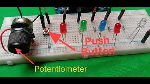 Potentiometer and Push button control led blinking low and high with ardunio
