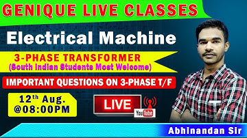 GATE 2021 I IMP QUESTION ON 3-PHASE T/F I LIVE CLASSES I ELECTRICAL  MACHINES I Live at 08: 00 PM