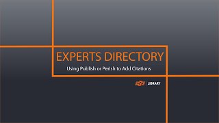 Symplectic Elements Experts Directory: Using Publish or Perish to Add Citations to Experts Directory
