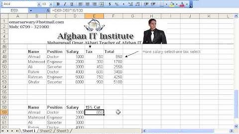 MS Excel 2003 Part 28) Functions in Dari / Farsi Omar Akbari