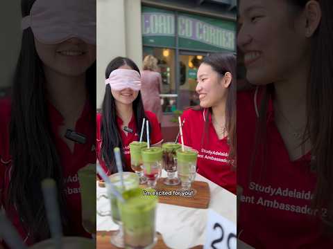 Blindfolded matcha taste test challenge! 🍵⭐️ #matcha #adelaide #tastetest