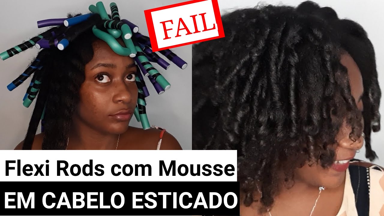 FLEXI RODS em CABELO CRESPO ESTICADO (4B/4C) usando MOUSSE Não foi