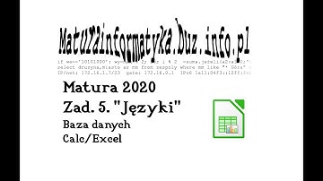 Zad. 5 "Języki" - matura 2020 informatyka - Excel / Calc