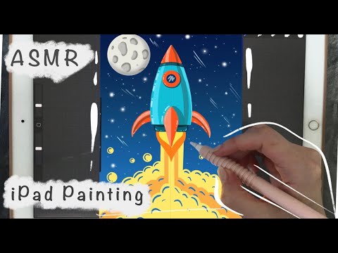 🤍 ASMR - Painting in Procreate - iPad Writing Sounds - Semi inaudible whisper - Pencil Sounds