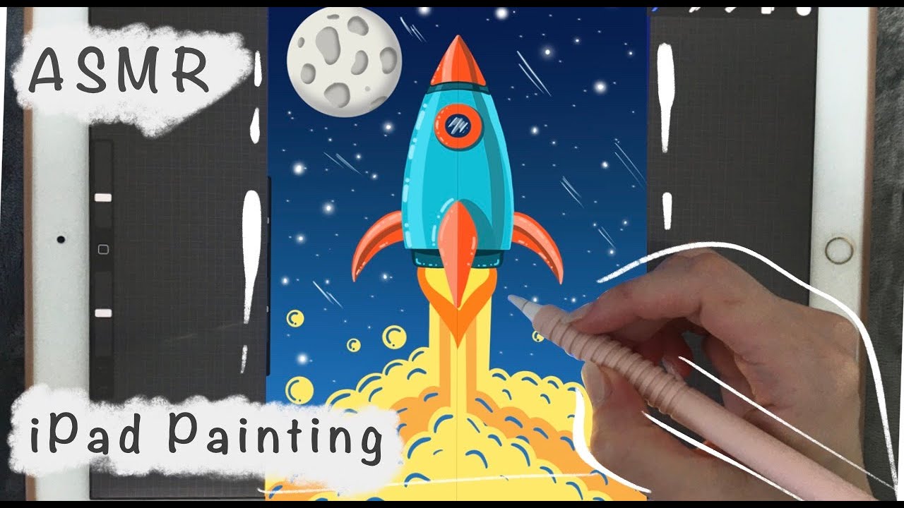 🤍 ASMR - Painting in Procreate - iPad Writing Sounds - Semi inaudible ...