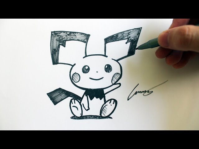 Easy tutorial speed drawing Pichu, Pokémon - como desenhar fácil
