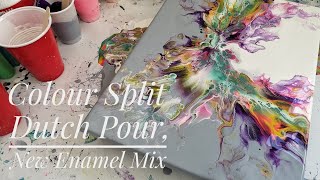 (97) Colour Split Dutch Pour ~ New White Mix using Enamel ~ Acrylic Pour.