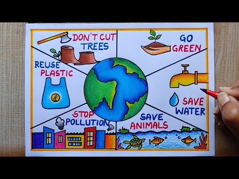 World Environment Day drawing | World Earth Day drawing|Lifestyle for Environment poster Drawing