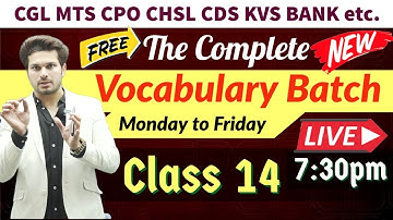 Class 14 The Complete Vocabulary Batch on YouTube by Jaideep Sir|CGL CPO CHSL MTS CDS..for all exams