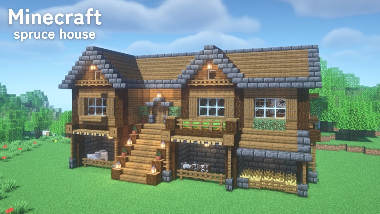 【マイクラ建築】トウヒのサバイバルハウスの作り方【マインクラフト】【Minecraft】 - YouTube
