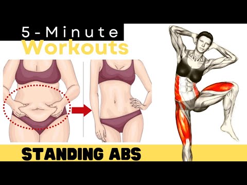 5 Minute STANDING ABS Workout ✔ Lose Your Fupa and Love Handles in 1 Week