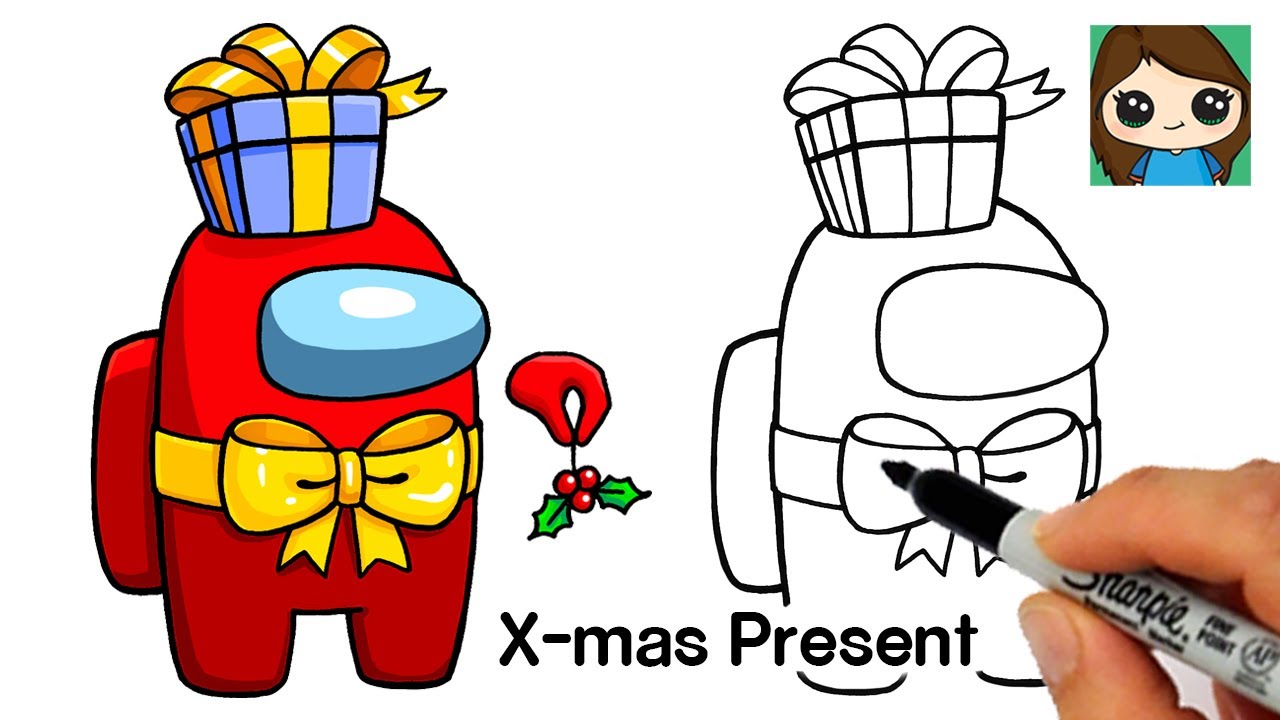 How To Draw Among Us Christmas Present Christmas 8 Kidztube