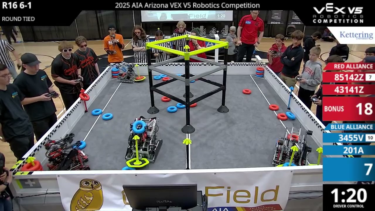 Arizona Regionals : Division 1 - R16 #6-1 - 85142Z & 43141Z vs 3455V & 201A - Auton + Driver
