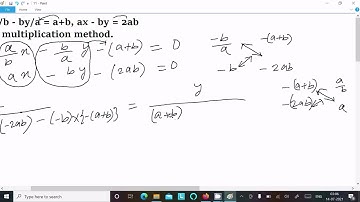 Solve ax/b - by/a = a+b, ax - by = 2ab  by cross multiplication method