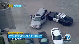 Wild and aggressive chase involving 3 reported grand theft auto suspects ends in Santa Clarita