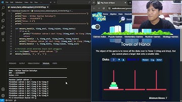 Implementasi Menara Hanoi menggunakan bahasa pemograman python di VSCODE