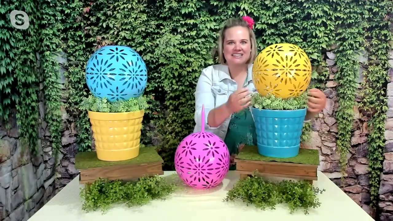 Marigold 10" Illuminated Solar Shadow Casting Metal Garden Globe on QVC