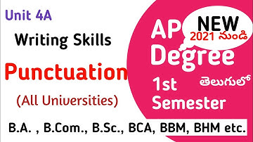 Punctuation I Writing Skills in telugu I new Degree semester 1 English