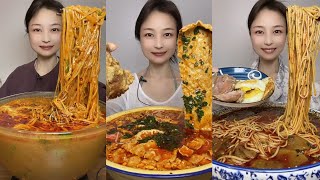 Mukbang Challenge Eating Spicy 🔥🥵 Noodles 🍜 Fire noodles🍜🍛Chinese food#hotdog #noodles #yummy 