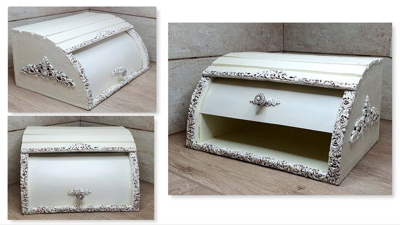 Diy beautiful bread box from cardboard /Kitchen decor YouTube