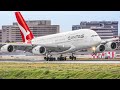  100 close up landings in 1 hour  a380 b747 a350  los angeles airport plane spotting laxklax