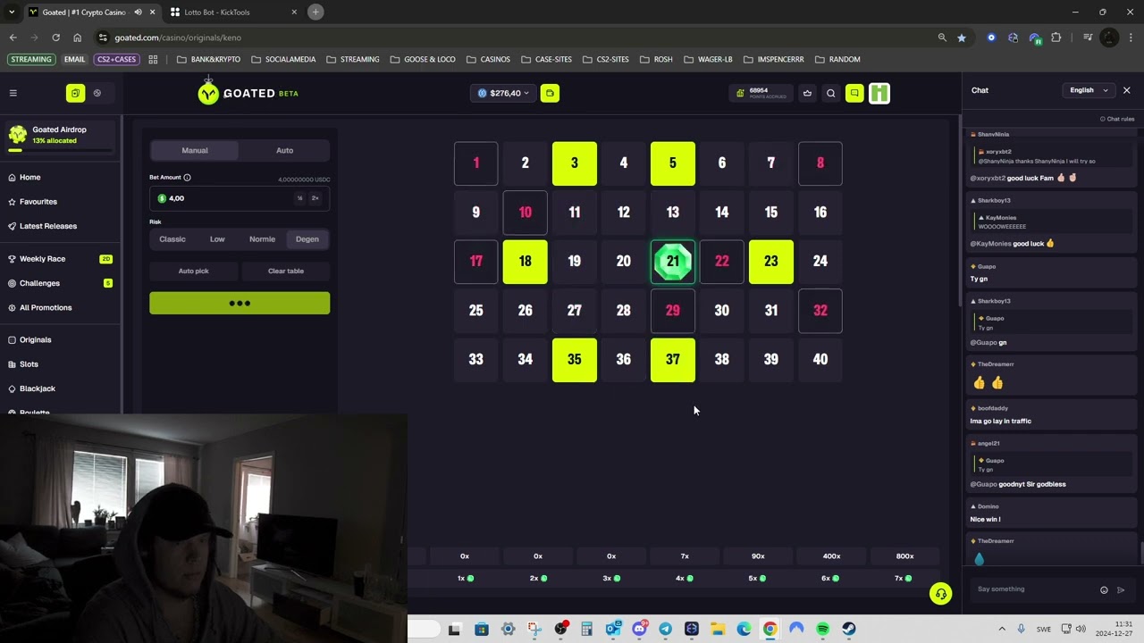 400x KENO HIT ON GOATED.COM CRYPTOGAMBLING - PUREEVIL