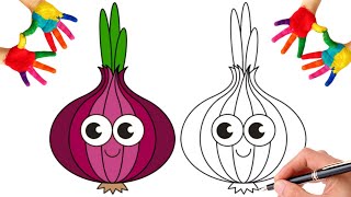 كيفية رسم خضار  | كيفية رسم بصل |  طريقة رسم الخضار  | How to Draw Onion drawing onion art