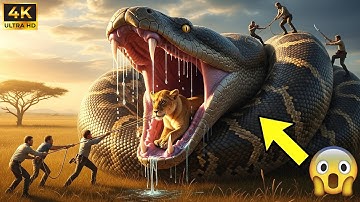Rescue Ops: Brave Heroes save Mother Lion from Giant Python’s Deadly Coils