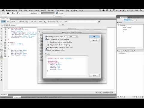 Dreamweaver CSS Source formatting