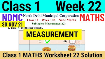 NDMC Class 1 Maths Week 22 Worksheet 22 (30/11/21) | worksheet 22 class 1st maths worksheet Solution