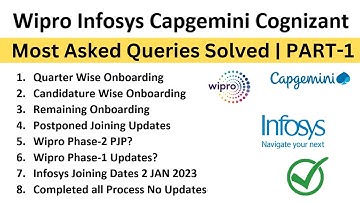 Wipro Infosys Capgemini | Quarter Wise Onboarding  | Most Asked Queries Solved | PART-1|2022-20