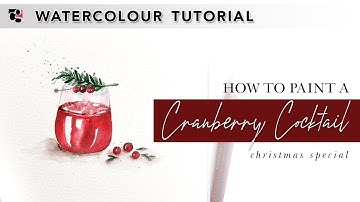 Painting a Holiday Cranberry Rosemary Cocktail Drink - Hello Clarice Tutorials