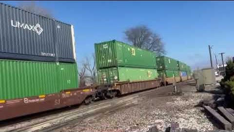 UP 9098 AH Leader Leads a Intermodal with Double DPU in the Middle in Coal City IL