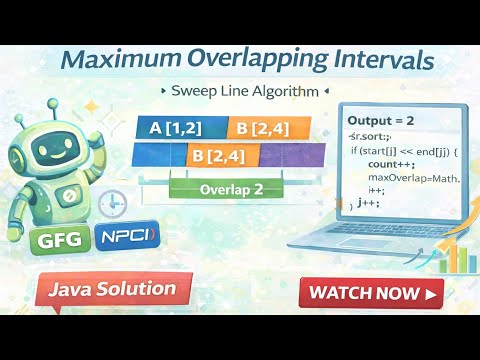 Maximum Number of Overlapping Intervals | Sweep Line Algorithm | GFG Problem Explained in Java 🚀