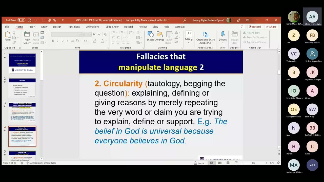 2022 UGRC 150 Unit 10 (Informal Fallacies)