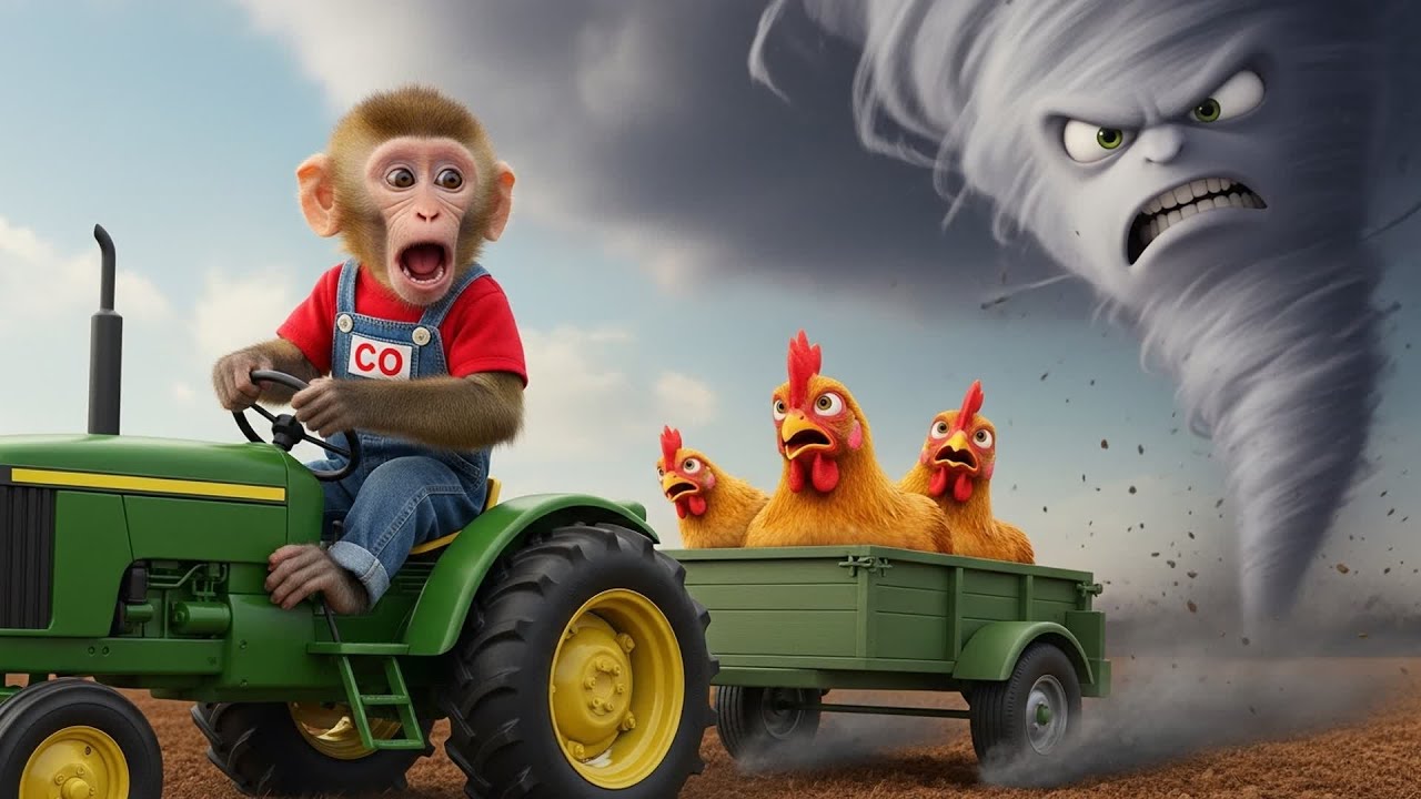 Monkey CO Drives the Crane to Rescue the Chickens from a Tornado 🐒🏗️🐔 | CO RESCUE TEAM