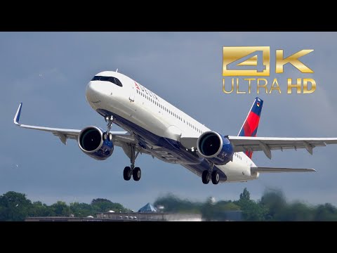 4K) Airbus A321-271NX NEO Delta Air Lines N504DZ departure and
