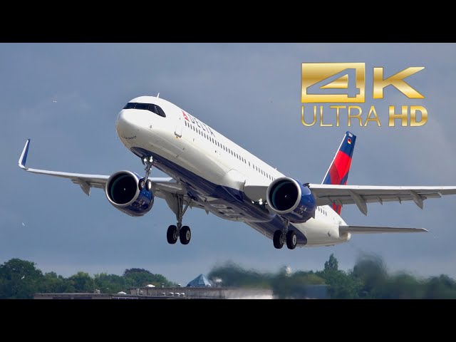 4K) Airbus A321-271NX NEO Delta Air Lines N504DZ departure and