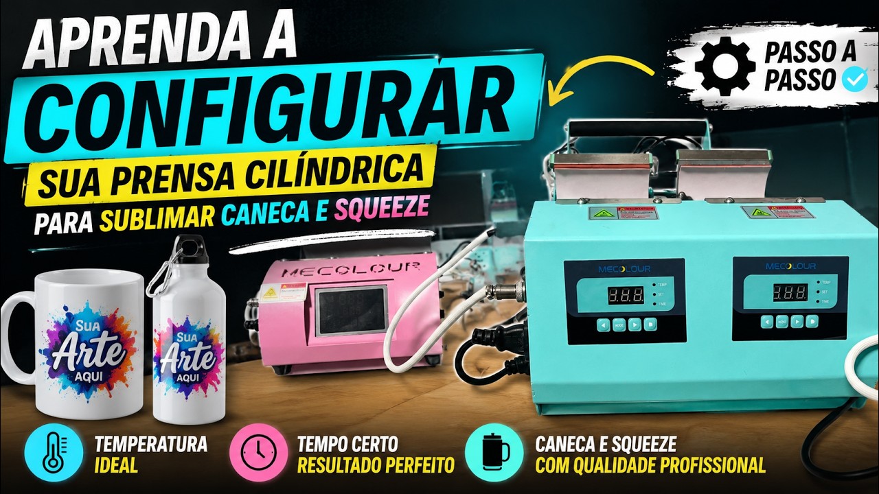 Miniatura do vídeo Como Configurar a Prensa Cilíndrica para Canecas e Squeezes