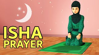 How to pray Isha for Girls - Step by Step - with Subtitle