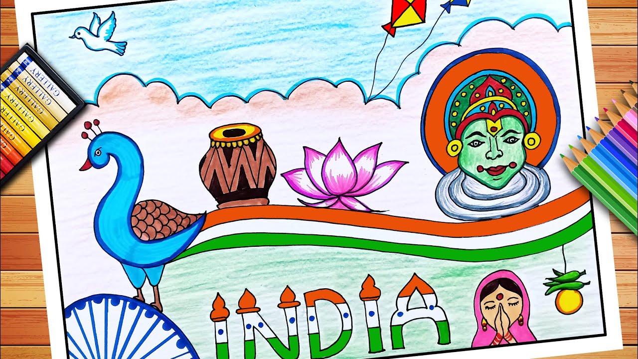 India The Land of Culture Drawing | Cultural Diversity of India Drawing ...