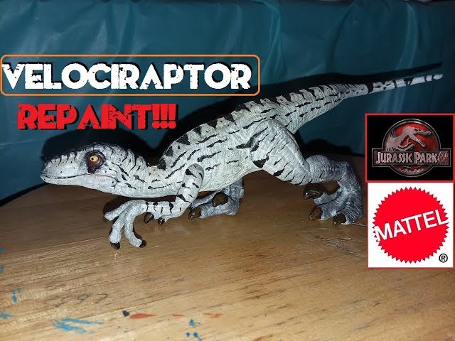マテル　ヴェロキラプトルjp3版リペイント Mattel JP3 Attack Pack Velociraptor Repaint!!! Jurassic Park 3